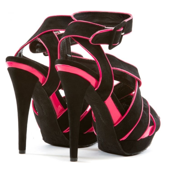 DOLLHOUSE MOONRISE TWO-TONED STRAPPY DOUBLE PLATFORM STILETTOS - Picture 5 of 6